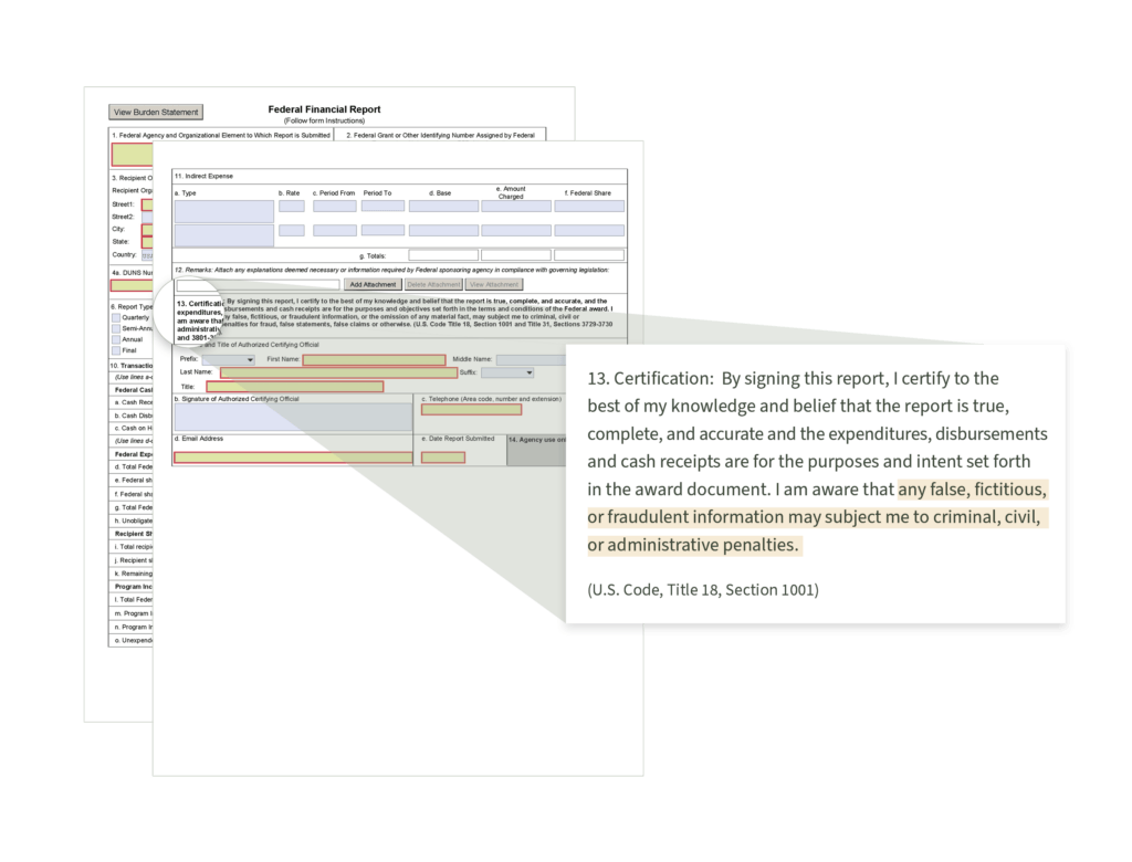 Line 13 Federal Financial Form SF 425